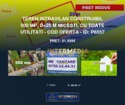 Teren intravilan construibil 500 mp, d=25 m Micesti, cu toate utilitati