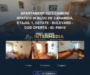 Apartament cu 3 camere spatios in bloc de caramida, etajul 1,  CETATE - Bulevard